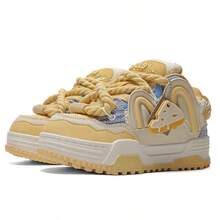 Q-AND Women's Platform Casual Shoes With Heel Increase, Soft And Cushioned Athletic Shoes, Breathable Mesh Upper, Chunky Laces, Pendant Decoration, Versatile Retro Chunky Sneakers, Waterproof And Slip-Resistant, Wear-Resistant And Height-Increasing Street Style Athletic Shoes, An Essential Everyday Item. - Phô mai vàng - Xem 5