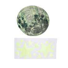 Glow In The Dark Moon And Stars Wall Stickers: Self-Adhesive PVC Decals For Children's Room Decoration. - Mint Green - View 8