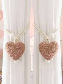 2个/1个 3D毛绒爱心仿珍珠窗帘绑带，房间装饰蚊帐绳收纳带，门帘咖啡帘遮阳绳绑带，客厅窗帘绑带，卧室窗帘绑带 - 彩色 - 查看 9