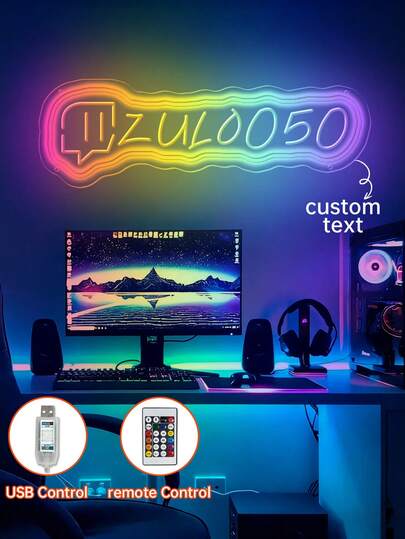 Individualisiertes RGB Neon-Licht mit Gamer-Spitznamen (graviert), personalisiertes Spiel-Logo und Neon-Licht mit Namen, individualisierte LED-Wanddekoration, Gaming-Themen-LED-Lampe, beleuchtetes Schild für Live-Streaming, personalisiertes Geschenk - ideal für Raumdekoration, Schlafzimmerdekoration, Gaming-Raumdekoration, Geschenk für den privaten Bereich von Männern, Abschlussgeschenk und Geburtstagsgeschenk!