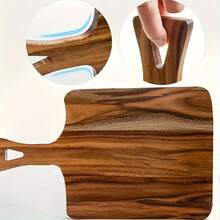 Heavy Duty Thick Handle Wooden Cutting Board | Wooden Tray | Long Handle Acacia Wood Cutting Board | Kitchen Cutting Board | Cutting Board | Afternoon Tea Pastry Dessert Tray | Vegetable Chopping Board, Household Long Rectangular Wooden Cutting Board | Kitchen Supplies - Brown - View 10