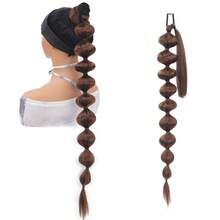 Synthetic Hairpiece Braid Ponytail Hair Extension For Afro Puff Kinky Clip In Drawstring False Pigtail - Multicolor - View 12