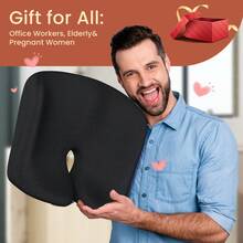 Memory Foam Seat Cushion For Office Chair, Ergonomic Chair Cushions For Sciatica & Back Support, Office Chair Cushion & Car Seat Cushion - 黑色 - 查看 6