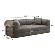 78.8" Compression Sofa,Convertible Floor Sofa Bed-With Pillow Back Support Armrest,Comfy Futon Couch Sleeper Bed,Loveseats Boneless Modular Sectional Sofa,Corduroy Fabric,For Living Room,Bedroom,Green - 灰色沙發 - 查看 8