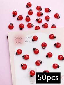 50个/包，秋季昆虫造型美甲装饰品，瓢虫美甲饰品，DIY美甲产品，混色，美甲沙龙，美甲配件，美甲用品，美甲宝石 - 彩色 - 查看 4