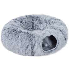 Túnel para gatos, tejido de felpa, cojín, plegable, estructura de metal, cueva para gatos, gris claro - Gris Claro - Ver 8