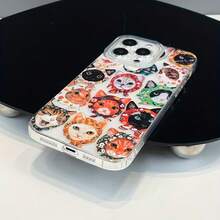 Funda transparente para teléfono con diseño de gato colorido, ofrece protección completa y es una elección elegante para for  11,12,13,14,15,16,MINI,PLUS,PRO,PROMAX,16E,X,XS,XR,XSMAX - transparente - Ver 11