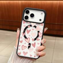 Romantic Pink Heart Pattern Phone Case|MagSafe - Compatible|For IPhone 17 Pro Max|Compatible With IPhone 17 16 15 14 13 12 Plus Pro Max& 22 23 24 25 Series|Sweet Gift For Friends & Self-Use,Travel & Daily Essentials|Lovely & Protective Accessory For Romantic-Style Lovers - 粉色 - 查看 4