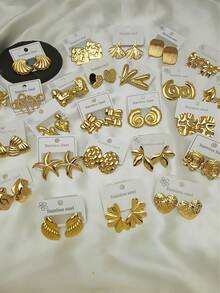 18件/套（随机款式）304不锈钢花朵/蚀刻叶子圆形釉面水滴耳环，适合作为生日或情人节礼物，男女皆宜日常佩戴 - 彩色 - 查看 2
