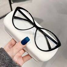 1 Pair Women's Blue Light Absorbing Eyewear - Polished Cat Eye Big Frame Glasses For Computer Use & Vision Care |   Back To School, Fall, Christmas - màu đen - Xem 6