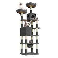 DOGAT 208cm Tall Cat Tree Tower For Indoor Large Cats Multi Level Activity Centre With Hammock Condos Perches 16 Sisal Scratching Posts Anti Tip Reinforced Base - Dark Grey - Dark Grey - View 2