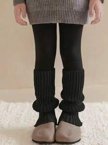 5/3 pares de medias altas de unicolor para niñas, calentadores de piernas cálidos, estilo Mori Girl, estilo Lolita, coloridos, diseño de volantes con rayas verticales, versátil y de moda, suaves y cómodos, adecuados para uso diario en primavera, otoño e invierno, aptos para niños de 4 a 12 años, calcetines de Navidad, calcetines de Año Nuevo, regalo exquisito - Multicolor - Ver 13