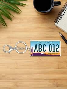 Customized Personalized USA State License Plate Replica Keyring Keychain,Customize Text,72 Styles,Personalized Acrylic Keychain USA State License Plate Replica Keyring Custom Car Accessory 50 States - Multicolor - View 13