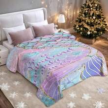 Be a mermaid and make waves Meerjungfrau Decke Weihnachten Cartoon Kuscheldecke Warm Weich Geschenk für Kinder Erwachsene Bestseller Gemütliche Sofadecke Super Soft Flauschig Perfekt für Winter Geschenkidee - Verschiedenfarbig - Übersicht 3