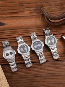 1pc Fashionable Casual Minimalist Men's Wrist Watch - Elegant Round Design, Exquisite Quartz Movement, Perfect Gift For Valentine's Day Date And Daily Wear - Multicolor - View 4