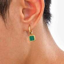 Pendientes de acero inoxidable, nueva llegada, pendientes colgantes - ED-936S03-1 Malaquita - Ver 7