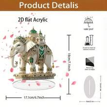 Decoración acrílica 2D, estilo del sudeste asiático, adecuada para Pascua, Navidad, decoración del hogar, adorno acrílico de familia de elefantes bohemios, para dormitorio, sala de estar, oficina, espacio al aire libre - Multicolor - Ver 6