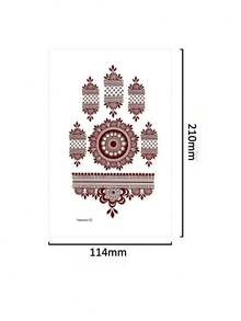 4张海娜临时纹身贴纸，防水棕色手部纹身贴纸，适合女孩婚礼、穆斯林服饰、节日、情人节派对等场合。