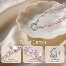 SURPHY Phone Charm, Pearl Phone Charms with Tether Tab Premium Metal, Cellphone Lanyard Beaded Bracelets Women, Cellphone Chain Wrist Strap - B-Cristales Rosados - Ver 5