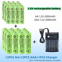 Batería recargable original NI-MH de 1.2V AA AAA + Cargador para computadora, reloj, radio, videojuegos, cámara digital, ratones, computadoras, juguetes, etc. - AA+AAA - Ver 15