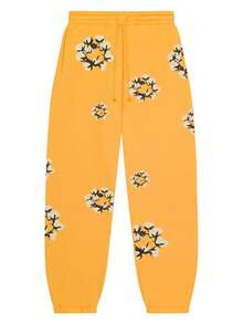 Denim Tears 'the Cotton Wreath' Style Print Hoodie, Long Sleeve Fashion Sweatshirt, Couple Matching Design, Designed For Both Men And Women, Pants Set, Harajuku Hip Hop Style - Pants/Yellow - 查看 3