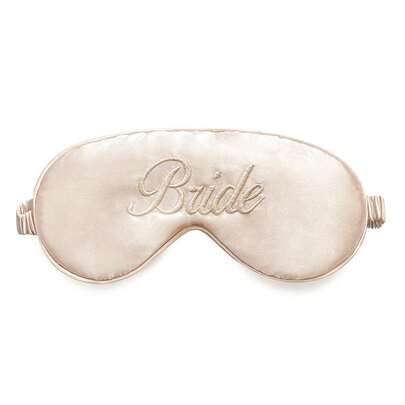 1pc Champagne Color "Bride" Logo Soft Polyester Fabric Eye Mask, Wedding Nap & Sleep Accessory