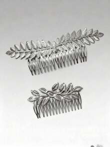 3pcs Leaf Decor Hair Clip For Everyday Styling Suitable For Campus Dating Vacation Daily Travel Boho Hair Combs Combs For Hair Side Comb, School Stuff, Wedding, Hair Accessories