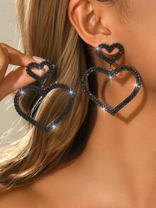 1对女士情人节梦幻闪亮粉色耳环，心形设计，浪漫可爱，情人节、妈妈、母亲节礼物 - 彩色 - 查看 10