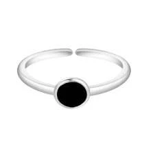 Anillo de cola redondo negro de resina de moda japonesa y coreana para el dedo índice y medio, joyería geométrica - Apertura ajustable - Ver 4
