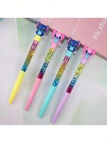 1pc/4pcs Stitch Glitter Gel Pens, Medium Tip, Lightweight Plastic Writing Pens, Creative Fairy Dust Magic Pens, Suitable For Student Stationery, Best Choice For Christmas Gifts - Multicolor - View 2