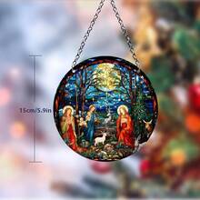 Atrapasoles de Navidad para ventanas, árbol de Navidad, Papá Noel, atrapasoles de Navidad, adornos colgantes de Navidad, adornos para árbol de Navidad (2, Natividad de Navidad 1) - Natividad de Navidad 2 - Ver 3