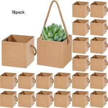 10pcs/25pcs Succulent Wrap Bags, Small Kraft Paper Succulent Gift Box Fits 2.36 Inch Pots For Party Favors - Khaki - View 14