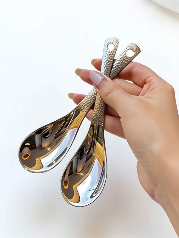 Lingură din oțel inoxidabil lucios cu model Earl Hammer, lingurițe de cină din oțel inoxidabil ciocanite, bol adânc de mare capacitate, veselă lustruită oglindă, potrivită pentru deserturi, fructe și uz casnic în bucătăria casei, servire deserturi, bol cu fructe, tacâmuri elegante, linguri elegante, calitate superioară