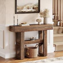 LITTLE TREE 41.34-Inch Farmhouse Console Table, 2-Tier Narrow Sofa Table Behind The Couch, Entryway Furniture With Storage Shelves For Hallway Foyer Living Room, Rustic Brown - Nâu mộc mạc - Xem 2