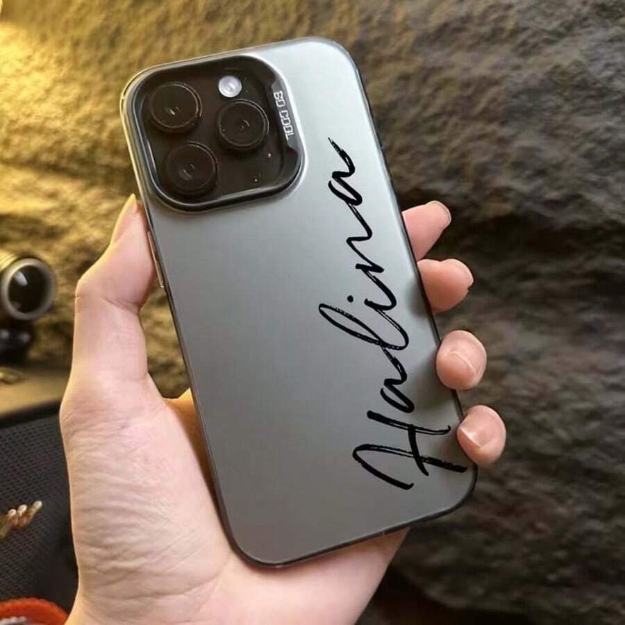1pc Customizable Matte Black Wedding Lens Frame Phone Case, Multi-Photo Personalized Phone Case, Can Customize 4 Photos And Your Lover/Wife's Name, Fashionable Phone Case Compatible With IPhone XR, 11, 13, 14, 15 And 16/17 Pro Max. It Is Clear, Fashionable, Vibrant, Cute, Minimalist, And Perfectly Matches Your Phone. It Is A Unique Personalized Gift For Friends, Girlfriends And Mothers.,International Version, Not The Domestic Version - Black - View 1