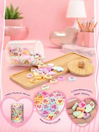 20/10pcs Valentine's Day Pastel Resin Conversation Heart Decor, Suitable For Valentine's Day Table Decor, Vase Filler, Floating Candle Holder, Wedding & Party Home Decor, DIY Crafts, Phone Case Accessories