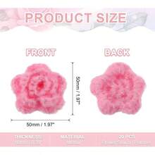 20Pcs Flower Sew On Patches, 50mm Handmade Crochet Flowers Floral Embroidered Appliques Embellishments Hair Hats Clothes Wedding Decor, Purple - Rose Red - View 3