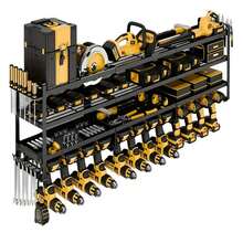4-Tier Wall Mount Power Tool Organizer - 12 Drill Holder For Garage Storage - Black - View 3
