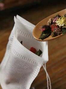 Yocity 100个/200个装茶滤袋，抽绳空茶漏，一次性茶漏，带抽绳空茶包，适用于散装茶叶、香料、咖啡、茶具、厨房用品 - 彩色 - 查看 9