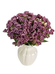 1/80 Stück 27cm künstliche Seide Rose, künstliche Blumen, gefälschter Blumenstrauß für DIY Hochzeitssträuße, Partys, Zuhause, Wohnzimmer, Küche, Garten, Hotel, Büro, Valentinstag Geschenk, Rama Dekorationen, DIY Kränze, Geschenke, Tischmittelpunkt Dekoration, Geburtstagsdekoration, Innen- und Außendekoration, gefälschte Plastikblumen in Großpackung für Vase, Bauernhaus Heimdekoration, Boho Hochzeit - Violett - Übersicht 5