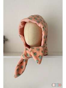 Set 1 pălărie și eșarfă roz cu imprimeu floral drăguț, căciulă mică și caldă pentru femei, iarna - Multicolor - Vizualizare 5