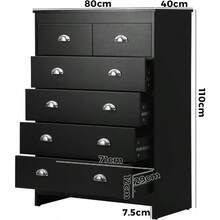 Oikiture Chest Of Drawers With 6 Storage Drawers Black - Black - View 2