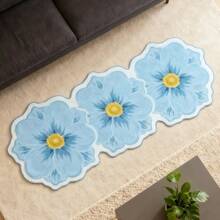 Tapete de entrada com estampa floral azul (1 peça), tapete comprido para casa, tapete decorativo, decoração de quarto, tapete pequeno, tapete, decoração para casa, tapete para sala de estar, tapete pequeno para sala de estar, tapete para quarto, decoração para sala de estar, tapete para área externa, tapete lavável. (Padrão irregular feito à mão, pode haver variação de 1 a 5 cm. Recomenda-se pedir um tamanho maior.) - Multicolorido - Ver 4
