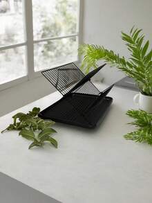 Foldable Kitchen Dish Rack, Home Dish Plate Storage Organizer, Cutlery Drainer - Black - View 4