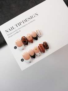 Móng tay giả ngắn, 10 món, Bộ móng tay giả thủ công, Nghệ thuật làm móng Sweet Girl, Kích thước ngắn, Hình quả hạnh nhân, Móng tay giả acrylic thích hợp cho phụ nữ và trẻ em gái đeo trong các bữa tiệc ngày lễ, Móng tay giả thủ công có thể tái sử dụng và 1 dũa móng tay mini và 1 nhãn tự dính - Nhiều màu - Xem 11