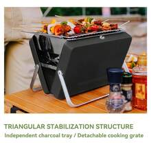 REDSUN Portable Foldable Charcoal Grill, Sturdy Stainless Steel Outdoor BBQ Rack, Folding Home/Camping Barbecue Oven