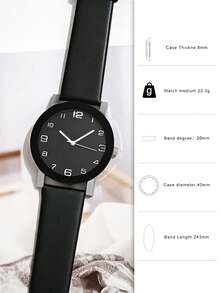 Minimalist Fashion Couple Quartz Watches, PU Leather Strap, Arabic Numeral Dial
