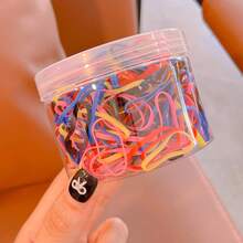 Conjunto com 500/300 unidades de elásticos de cabelo descartáveis, elásticos de cabelo em lata que não danificam os fios, elásticos de cabelo transparentes e simples, prendedores de rabo de cavalo, elásticos de cabelo, elásticos de borracha para cabelo, scrunchies, cordas de cabelo. - Claro - Ver 7