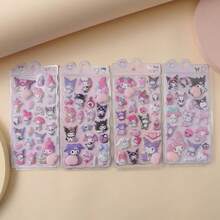 一套包含1张可爱装饰贴纸（4种款式中随机1张），糖果贴纸，挤压贴纸，DIY手工，房间装饰 | 主题贴纸 | 塑料贴纸，适合作为节日礼物、生日礼物、派对礼品、圣诞节和毕业礼物 - 彩色 - 查看 2