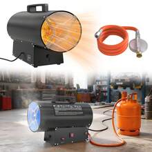 LILIIN Gasvärmare, 10/15/30 KW gasvärmare, gasfläkt med termostat, varmluftsgenerator, svart (220V-240V, propan/butanflaskor, med tryckreduceringsventil och gasslang) - Svart 30 kW - Visa 2